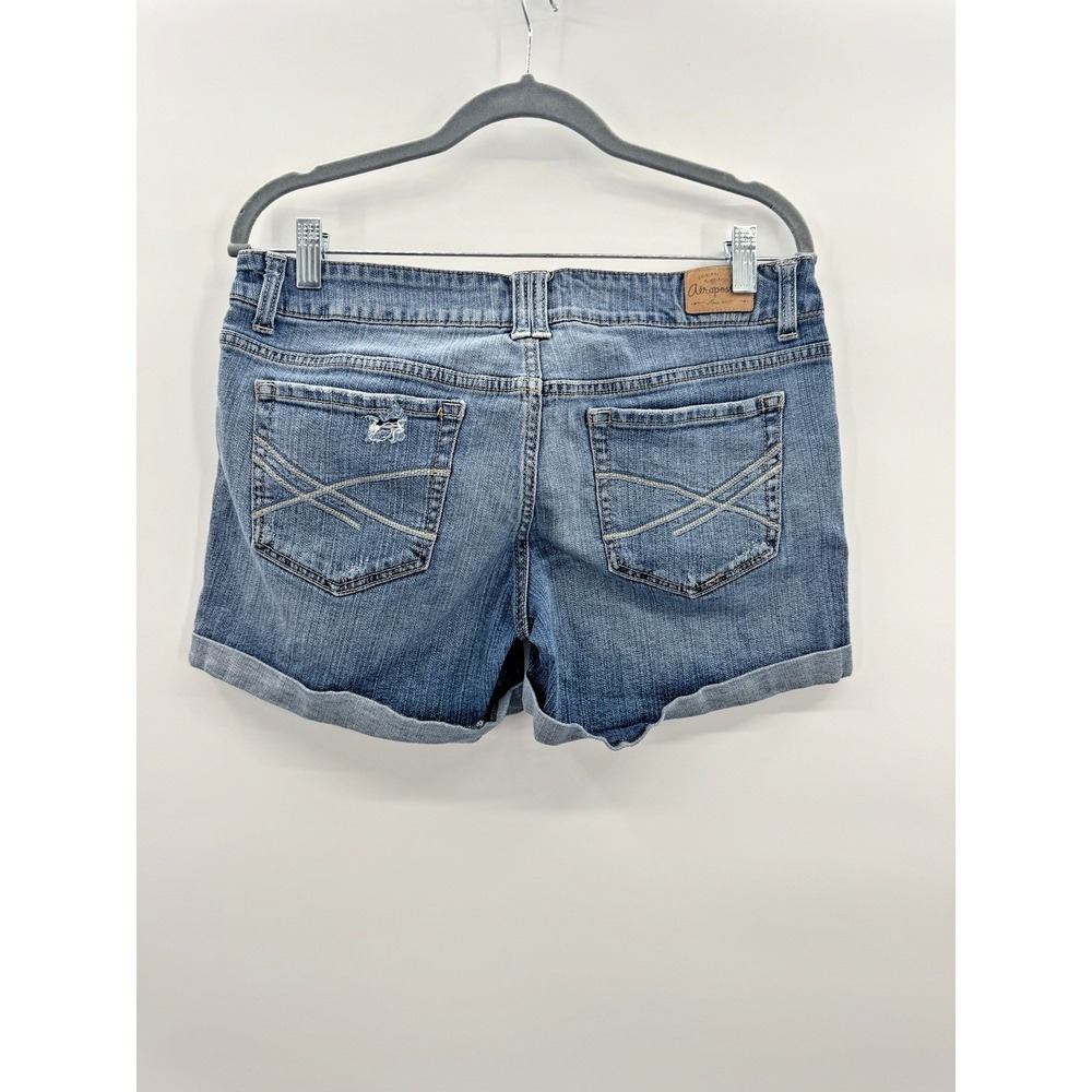 Retro Y2K Aeropostale Jean Shorts 9 / 10 Low Rise Medium Wash Cuffed Distressed